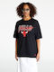 New Era Chicago Bulls NBA Script Γυναικείο T-shirt Μαύρο με Στάμπα