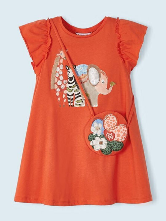 Children's Dress Short Sleeve Set with Accessories Orange