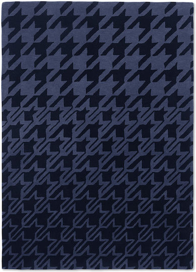 Ted Baker Houndstooth Lucrat manual Covor Rectangular Din lână 162808 Dark Blue