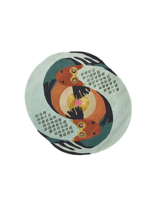 Ted Baker Zodiac Pisces Lucrat manual Covor Rotund Din lână Maro
