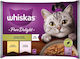Whiskas Multipack Pure Delight Υγρή Τροφή για Ενήλικες Γάτες σε Φακελάκι με Κοτόπουλο και Σολομό 4x85gr
