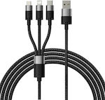 Baseus Starspeed Braided USB to Lightning / Type-C / micro USB Cable 3.5A Μαύρο 1.2m