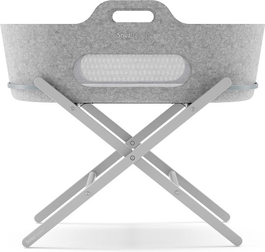 Snuz Cradle with Mattress Light Grey & Dove Base