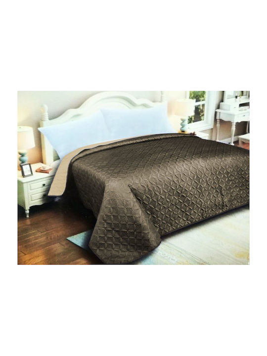 Ρόμβος Κουβερλί Μονό Microfiber Χακί / Μπεζ 160x220cm