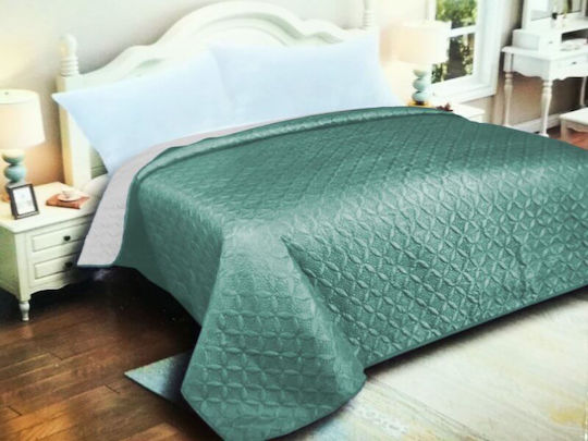 Ρόμβος Κουβερλί Μονό Microfiber Τιρκουάζ / Γκρι 160x220cm