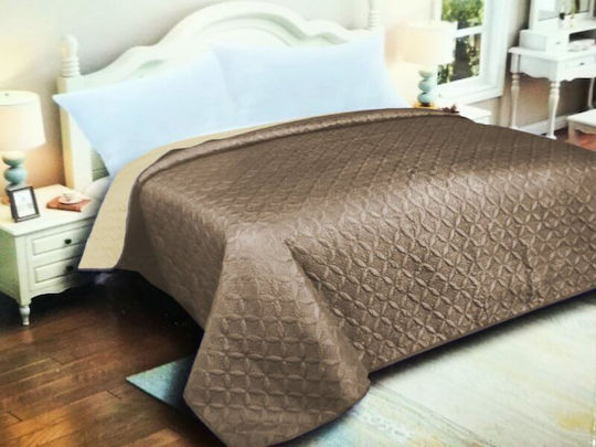 Raute Tagesdecke Einzelbett Mikrofaser Coffee / Ecru 160x220cm