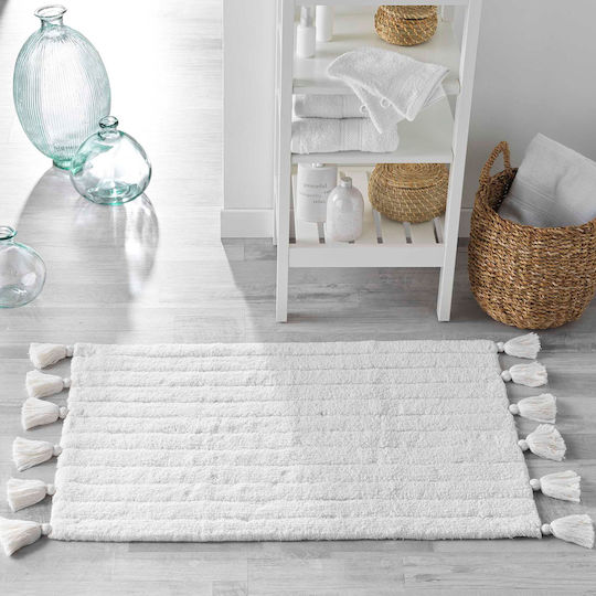 Douceur d'Intérieur Πατάκι Μπάνιου Βαμβακερό Minatis 1801627 White / White 50x80εκ.