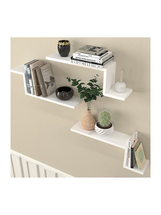 Lowa White Wall Shelves (3 Pieces) 57.7x14.5x18cm