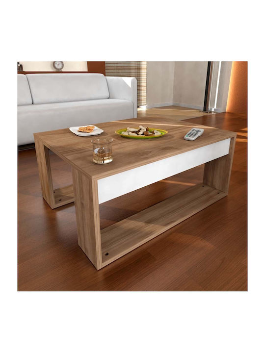 Rectangular Central Coffee Table Gorder Wooden Brown M80xW60xH35cm