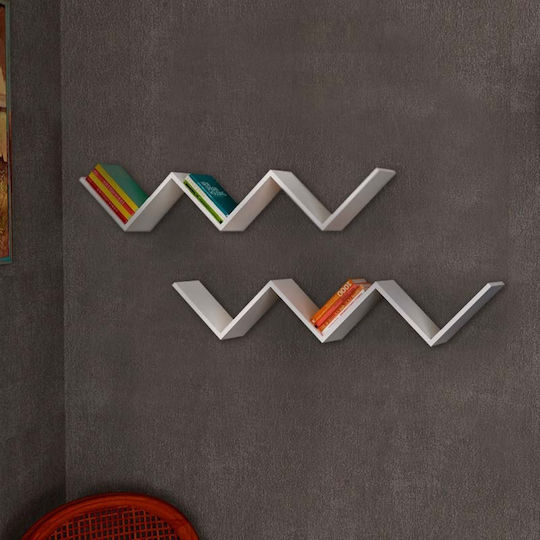 Rafturi Zig Zag Albe (2 Bucăți) 129x22x24.5 cm