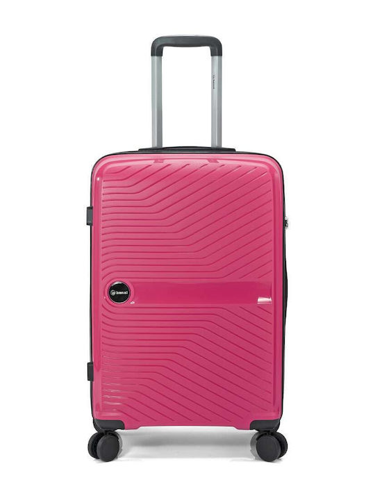Benzi Μεγάλη Βαλίτσα Ταξιδίου Σκληρή Ροζ με 4 Ρόδες Ύψους 75εκ.
