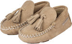 Babywalker Baptism Leather Moccasins Beige