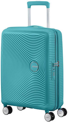 American Tourister Soundbox Spinner Cabin Travel Suitcase Hard Turquoise Tonic with 4 Wheels Height 55cm.