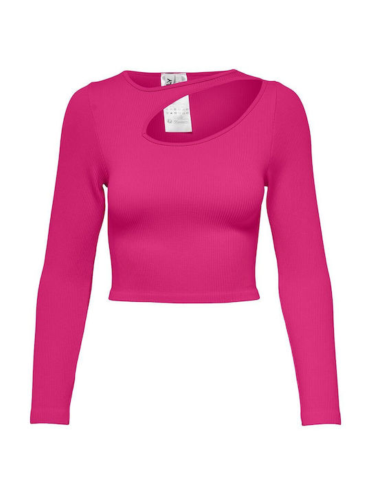 Only Women's Crop Top Long Sleeve Very Berry