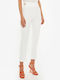 Toi&Moi Women's High-waisted Fabric Capri Trousers White