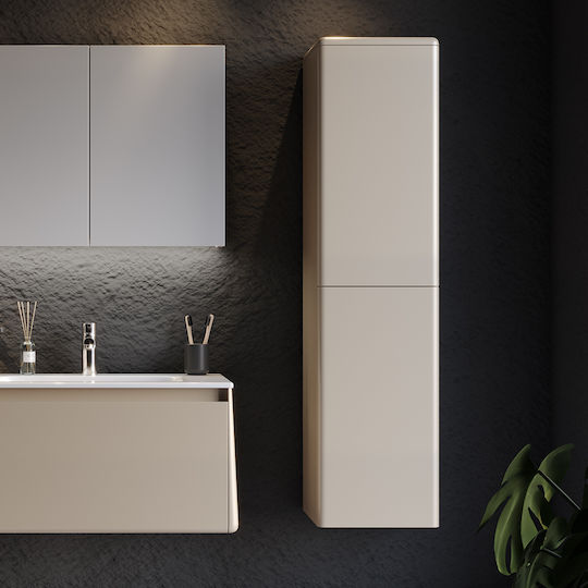Martin Bella 35 3CBEL035BSM Badezimmer-Säulenschrank Wandhängeschrank mit Matte Lackierung 35x32x160cm Beige
