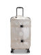 Kipling Спонтанна Среден Куфар За Пътуване Текстилен Metallic Glow Champagne С 4 Колела Височина 66см