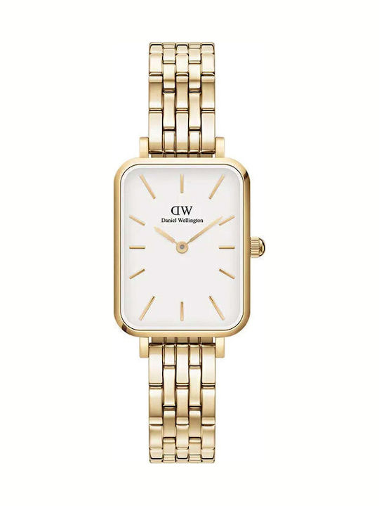 Daniel Wellington Quadro Lumine Women's Watch with Gold Metal Bracelet