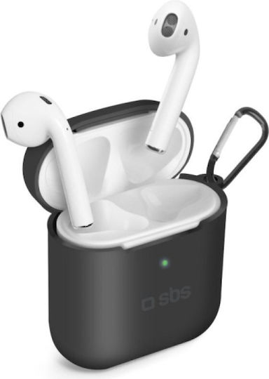 SBS Hülle Silikon mit Haken in Schwarz Farbe für Apple AirPods 1 / AirPods 2