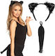 Cat Headband and Tail Costume Set Carnival Accessory Black