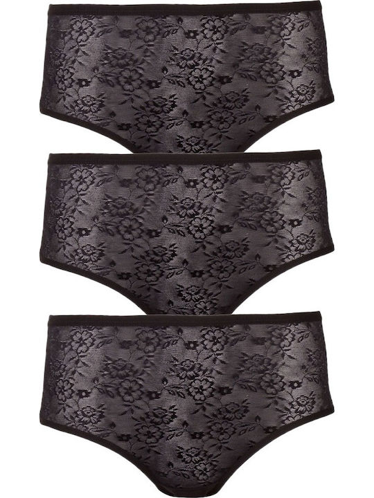 Sexen High-waisted Women's Slip with Lace Black