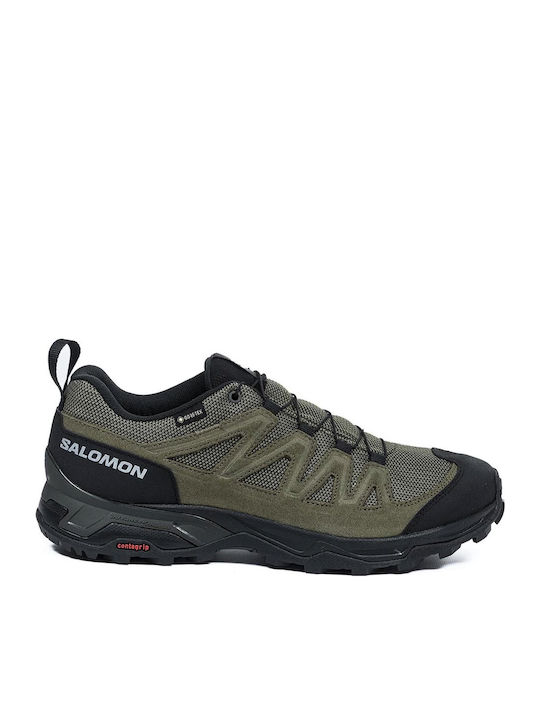 Salomon X Ward GTX Men's Waterproof Hiking Shoes with Gore-Tex Membrane Deep Lichen Green Black Olive Night