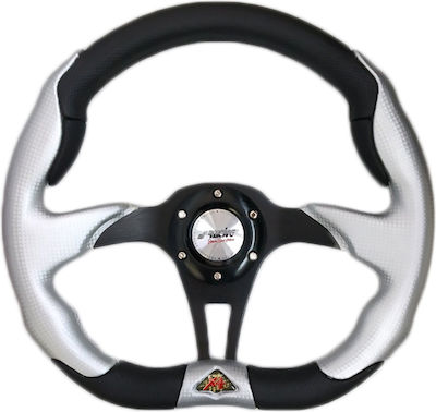 Simoni Racing Χ4 Pelle Leather Three Spoke Car Steering Wheel Silver/Black