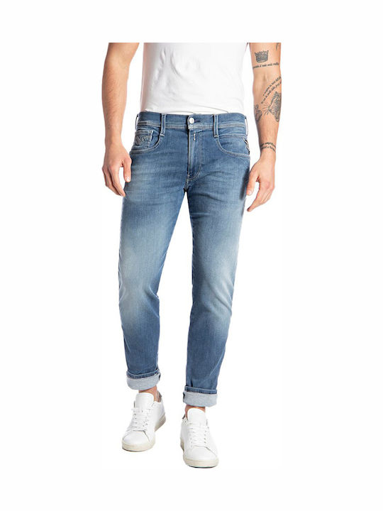 Anbass Men's Elastic Jeans Pants With Slim Fit Blue
