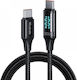 Mcdodo CA-1100 Braided / LED USB 2.0 Cable USB-C male - USB-C 100W PD Μαύρο 1.2m CA-1100