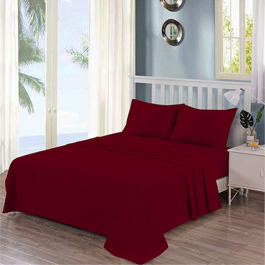 Casa Colori Παπλωματοθήκη Βαμβακερή Διπλή 205x245 Burgandi