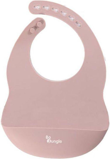 Bo Jungle Waterproof Bib Silicone with Button Pink