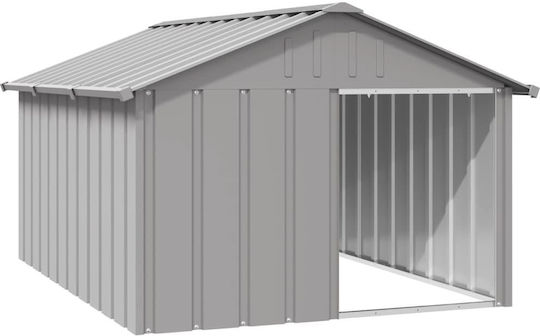 vidaXL Căsuță pentru Câine Metalic Pentru Exterior Gri 116.5x153x81.5cm