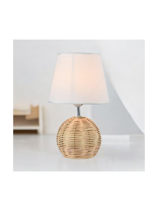 ARlight TLC 6323 Lampă de masă pentru Soclu E27 cu Abajur Alb și Bază Maro