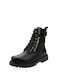 Scarpy Kids PU Leather Military Boots with Zipper Black