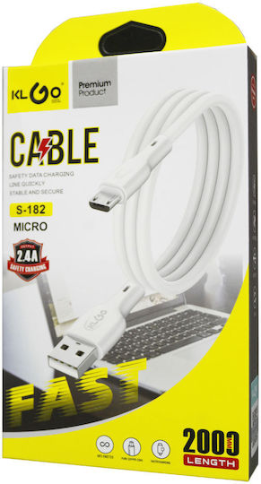 KLGO S182 Редовна USB 2.0 до микро USB кабел Бял 2м 1бр