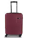 Rain Cabin Hard Burgundy Suitcase with 4 Wheels Height 55cm