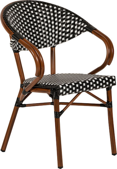 Metallic Outdoor Armchair Mutuma White Black 57x60x82cm