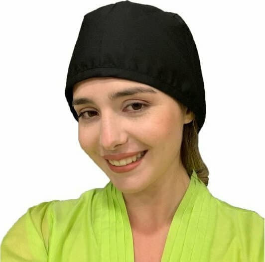 Alezi Unisex Black Surgical Cap Cotton and Polyester