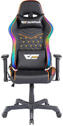 Darkflash RC650 Artificial Leather Gaming Chair with Adjustable Armrests and RGB Lighting Black
