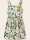Children's Dress Sleeveless Satin Floral Beige