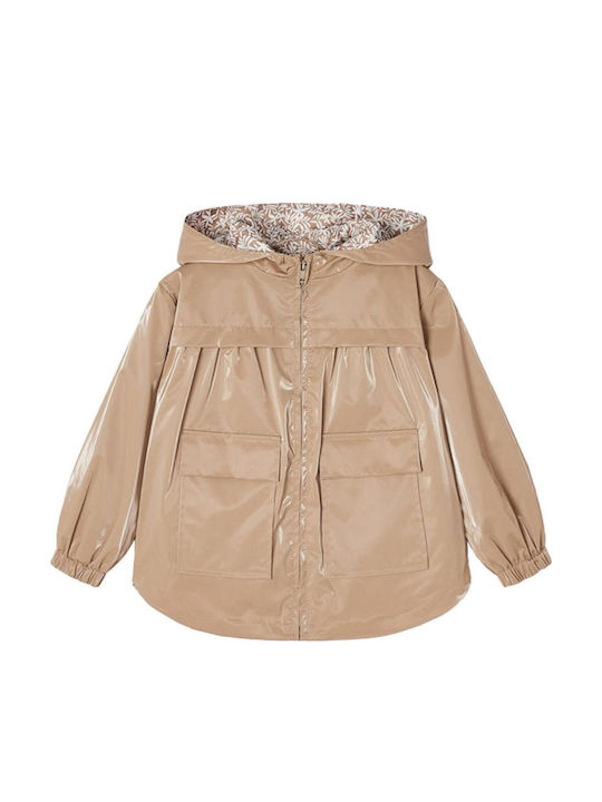 Kids' Casual Jacket Short Windproof with Hood Brown