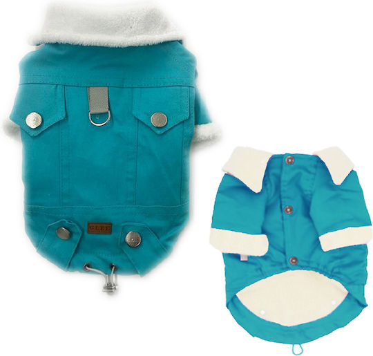 Glee Turquoise Waterproof Dog Coat with 38cm Back Length