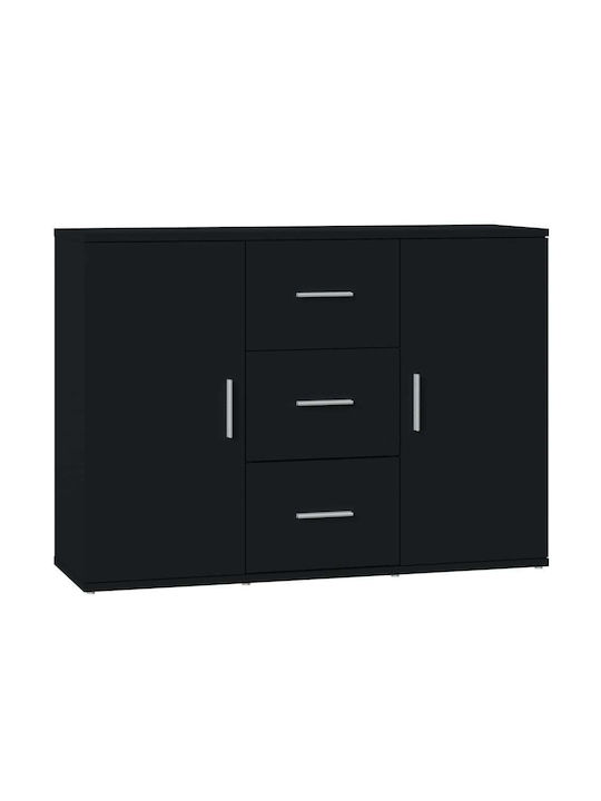 Wooden Buffet with Drawers Black L91xW29.5xH65cm