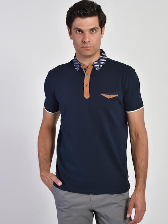 Micro pattern polo shirt BD Mauro Boano Blue Cotton Small Design ALL DAY