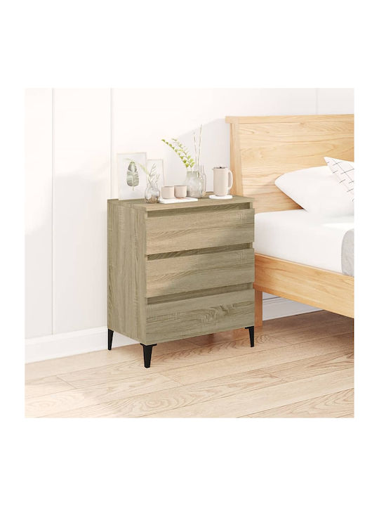 Wooden Chest of Drawers with 3 Drawers 60x35x70cm