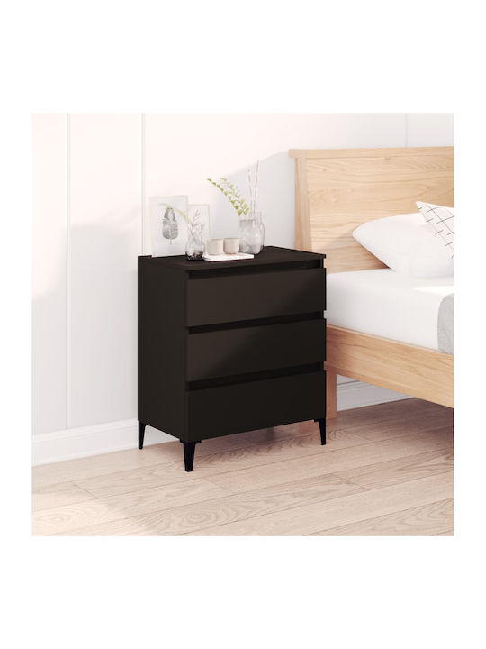Wooden Chest of Drawers with 3 Drawers Black 60...