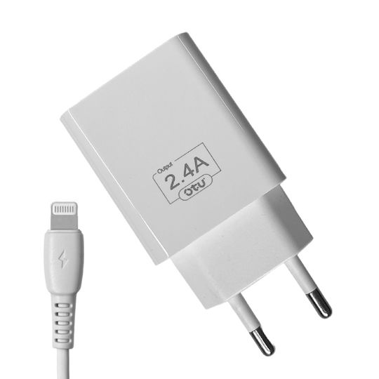 Φορτιστής με 2 Θύρες USB-A και Καλώδιο Lightning Λευκός (KT04-I)