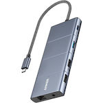 Anker 565 DisplayPort 1.4 / USB-A / USB-C Docking Station με HDMI 4K PD Ethernet και συνδεση 2 Οθονών Γκρι