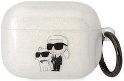 Karl Lagerfeld Karl And Choupette 3D Θήκη Σιλικόνης με Γάντζο Glitter για Apple AirPods Pro