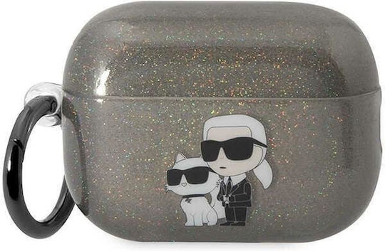 Karl Lagerfeld Karl And Choupette Θήκη Σιλικόνης με Γάντζο σε Μαύρο χρώμα για Apple AirPods Pro
